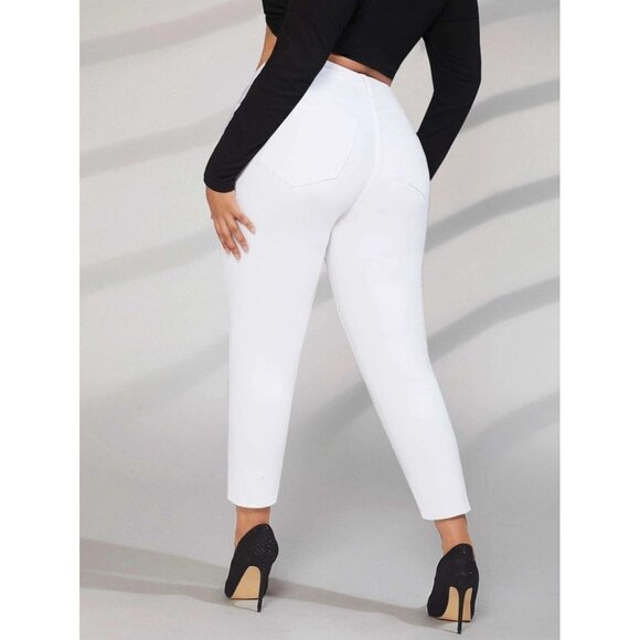 NEW SHEIN Plus High Waist Skinny Jeans Size 1XL Color White - Picture 2 of 8